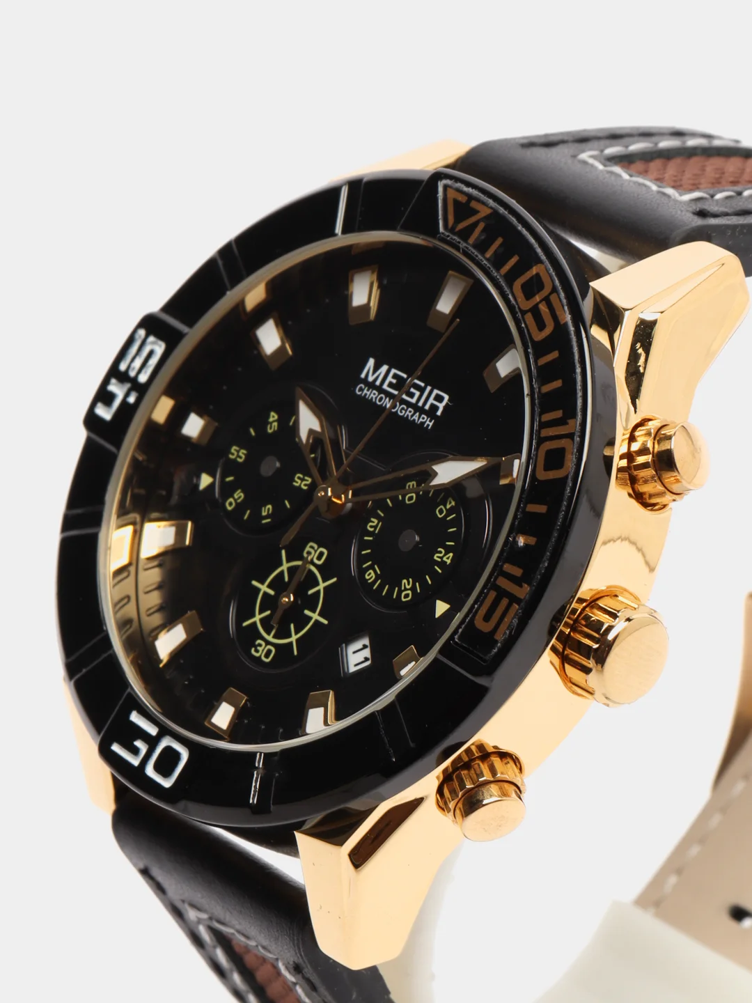 Желтый мужские наручные часы Megir ML2066G с хронографом, в подарочной упаковке