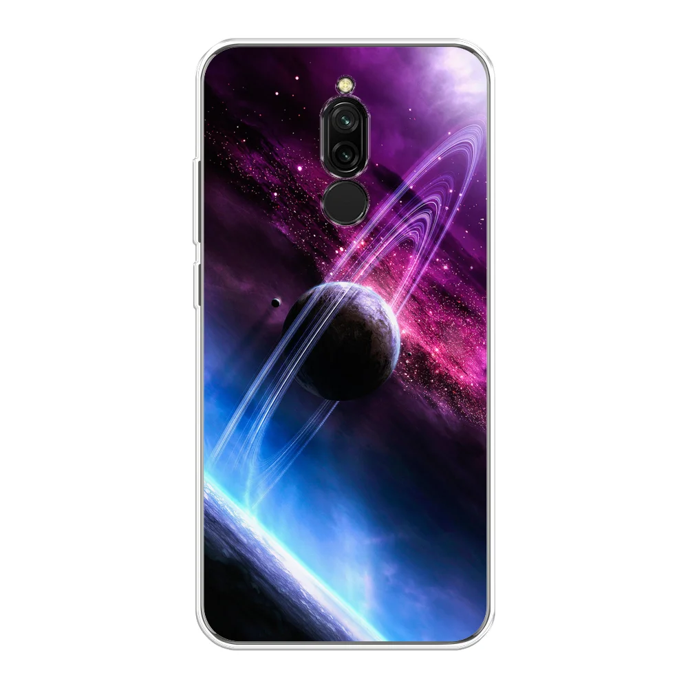 Аметистовый силиконовый чехол на Xiaomi Redmi 8 / Сяоми Редми 8 прозрачный, с рисунком, защита камеры