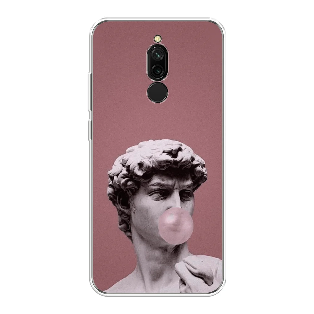 Коралловый силиконовый чехол на Xiaomi Redmi 8 / Сяоми Редми 8 прозрачный, с рисунком, защита камеры