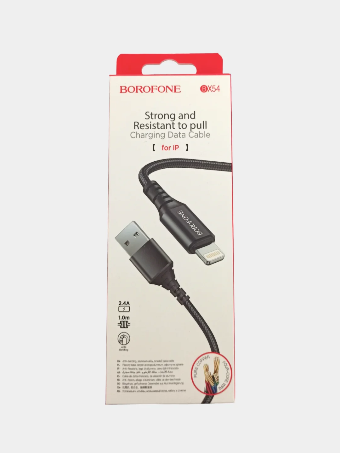 Белый кабель Micro / Lightning 2.4 A, 1 м, ткань, армированный