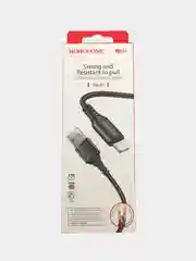 Белый кабель Micro / Lightning 2.4 A, 1 м, ткань, армированный