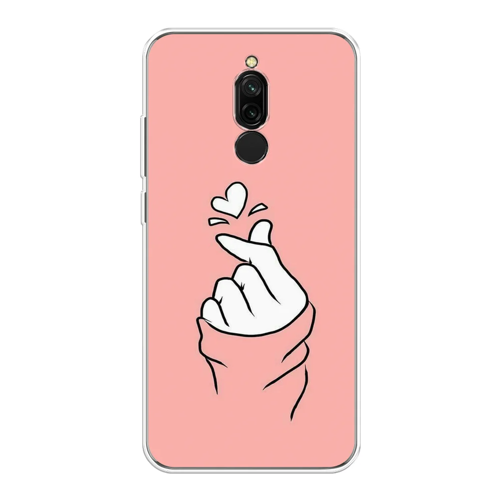 Пастельно-коралловый силиконовый чехол на Xiaomi Redmi 8 / Сяоми Редми 8 прозрачный, с рисунком, защита камеры
