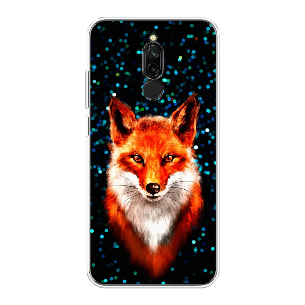 Рыжий силиконовый чехол на Xiaomi Redmi 8 / Сяоми Редми 8 прозрачный, с рисунком, защита камеры