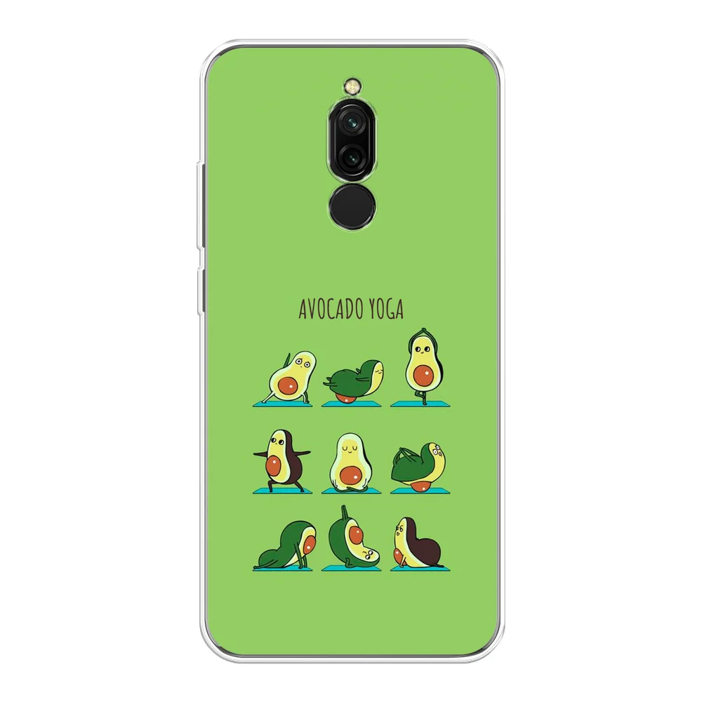Салатовый силиконовый чехол на Xiaomi Redmi 8 / Сяоми Редми 8 прозрачный, с рисунком, защита камеры