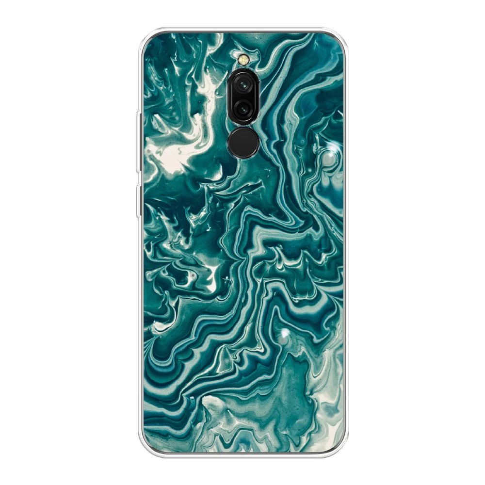 Тёмно-бирюзовый силиконовый чехол на Xiaomi Redmi 8 / Сяоми Редми 8 прозрачный, с рисунком, защита камеры