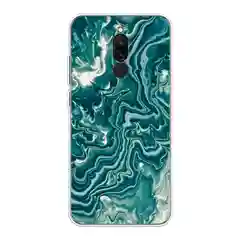 Тёмно-бирюзовый силиконовый чехол на Xiaomi Redmi 8 / Сяоми Редми 8 прозрачный, с рисунком, защита камеры