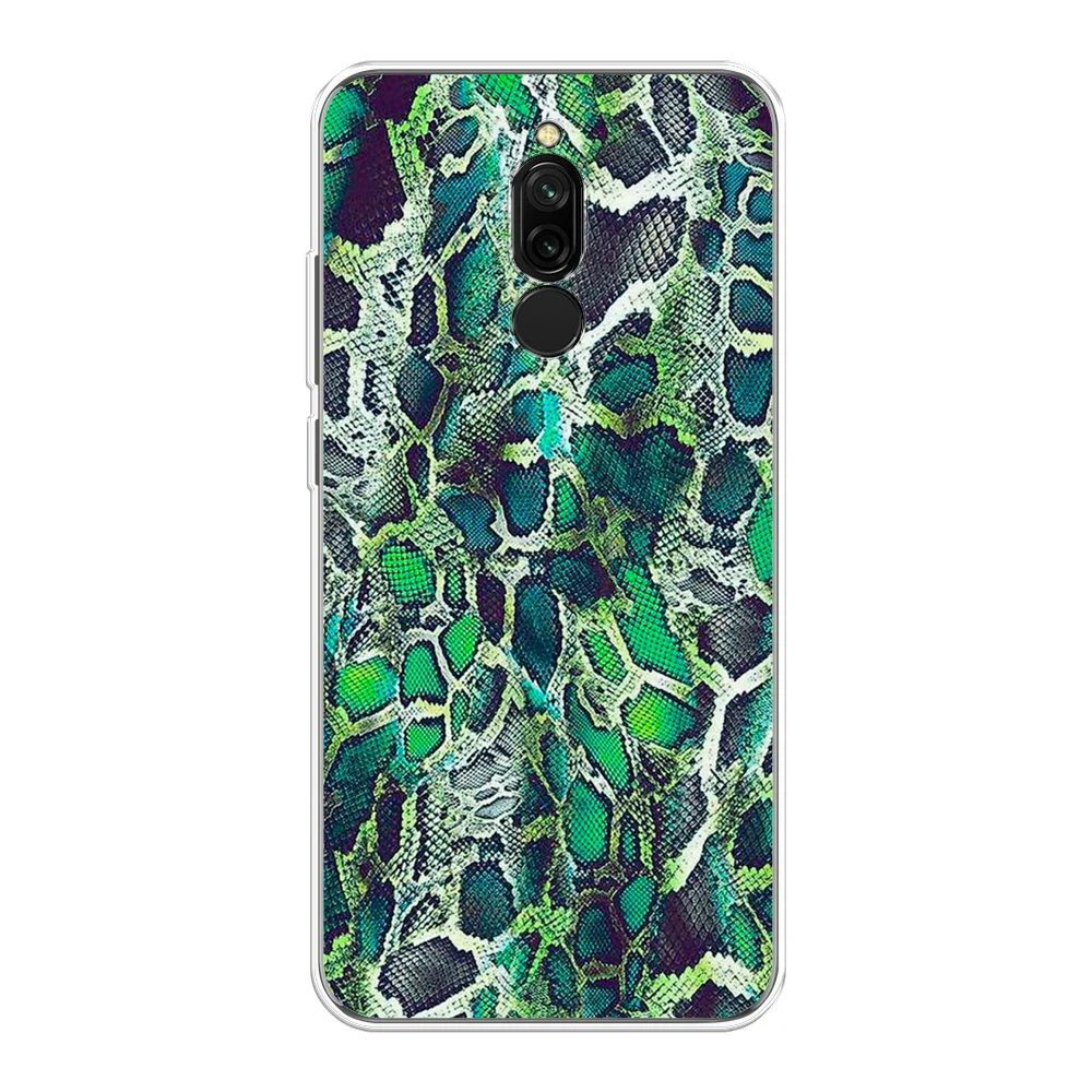 Тёмно-зелёный силиконовый чехол на Xiaomi Redmi 8 / Сяоми Редми 8 прозрачный, с рисунком, защита камеры