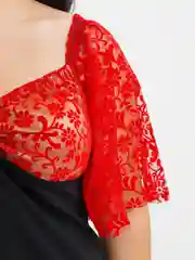Красный платье женское, кружевное, большие размеры
