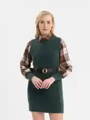 Зеленый комплект жилет с рубашкой