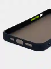 Темно-синий чехол iPhone 13 (Айфон 13), пластиковый, матовый, с цветными кнопками