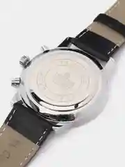 Серый металлик мужские наручные часы Dedima D-156 с кожаным ремешком и хронографом