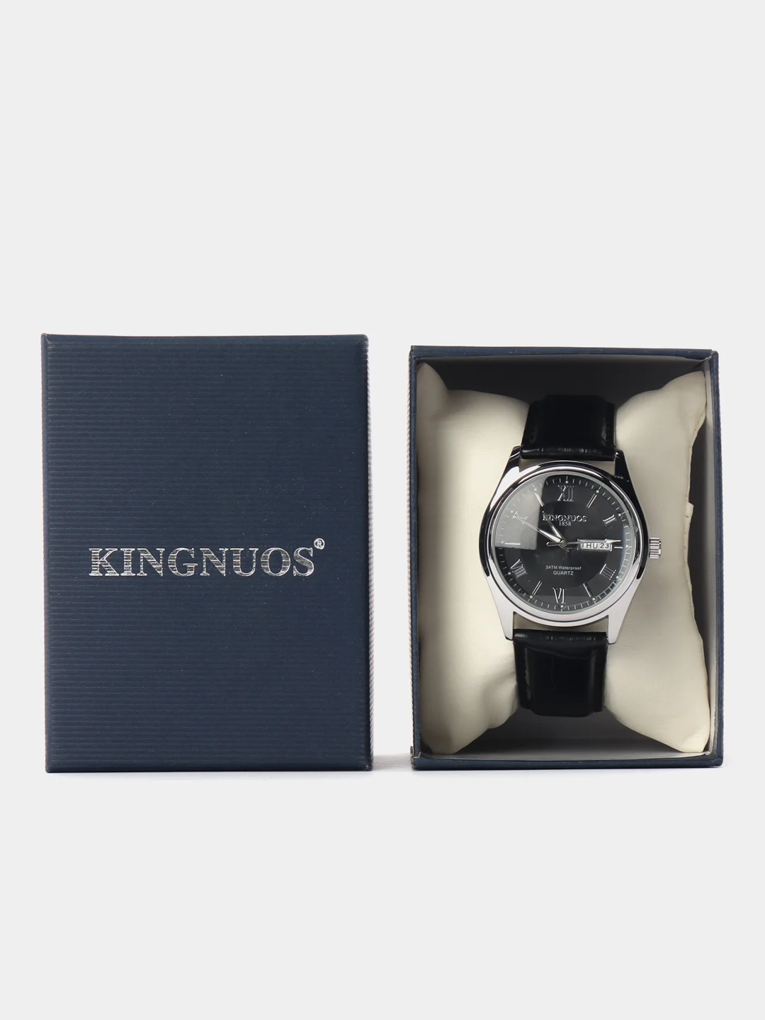 Хром мужские наручные часы KINGNUOS K-1858 с календарем, в подарочной упаковке