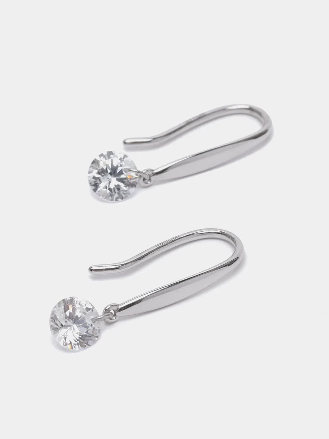 Серьги-продёвки, из серебра, с фианитами, серебро 925 пробы