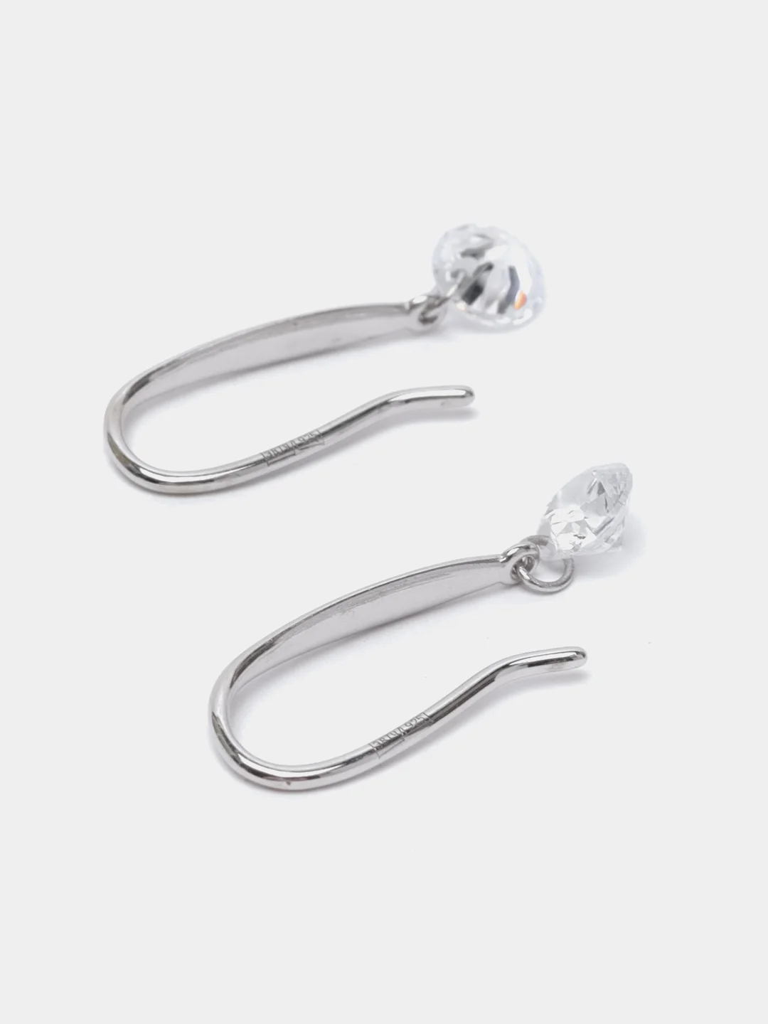 Серьги-продёвки, из серебра, с фианитами, серебро 925 пробы