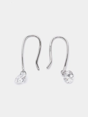Серьги-продёвки, из серебра, с фианитами, серебро 925 пробы