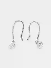 Серьги-продёвки, из серебра, с фианитами, серебро 925 пробы