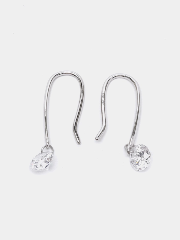 Серьги-продёвки, из серебра, с фианитами, серебро 925 пробы