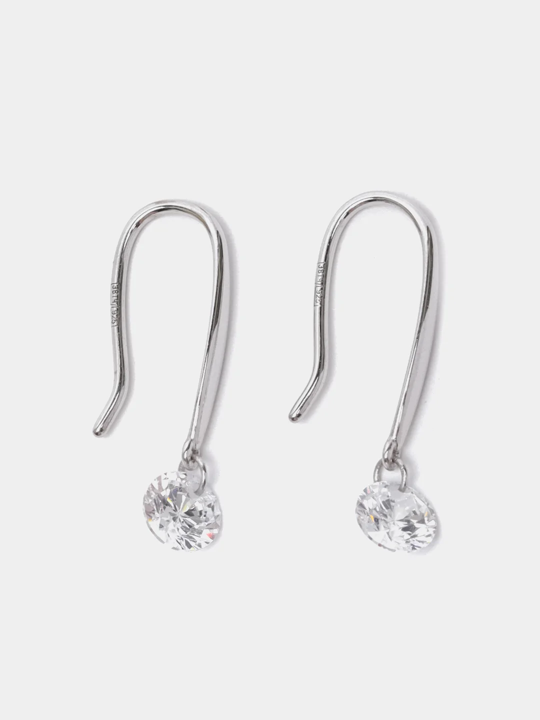 Серьги-продёвки, из серебра, с фианитами, серебро 925 пробы