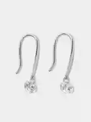 Серьги-продёвки, из серебра, с фианитами, серебро 925 пробы