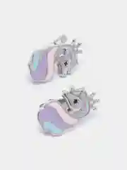 Лавандовый серьги детские из серебра "Единороги"