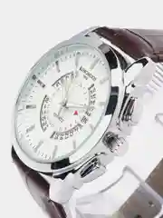 Коричневый мужские наручные часы KINGNUOS K-1850 с календарем, в подарочной упаковке