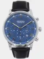 Синий мужские наручные часы Dedima D-156 с кожаным ремешком и хронографом