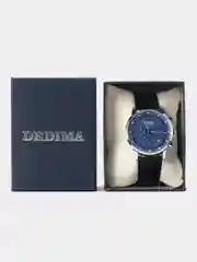 Синий мужские наручные часы Dedima D-156 с кожаным ремешком и хронографом