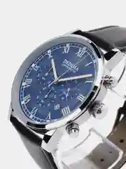 Синий мужские наручные часы Dedima D-156 с кожаным ремешком и хронографом