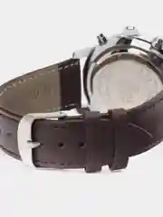 Серебряный мужские наручные часы Dedima D-159, с кожаным ремешком и хронографом