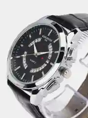 Хром мужские наручные часы KINGNUOS K-1850 с календарем, в подарочной упаковке