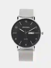 Серебряный мужские наручные часы Dedima D-183 с календарём в подарочной упаковке