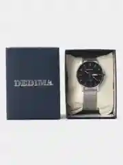 Серебряный мужские наручные часы Dedima D-183 с календарём в подарочной упаковке