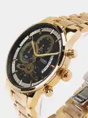 Золотой мужские наручные часы Dedima D-159 с металлическим браслетом и хронографом