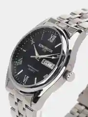 Серебряный мужские наручные часы KINGNUOS K-1858 с календарем, в подарочной упаковке