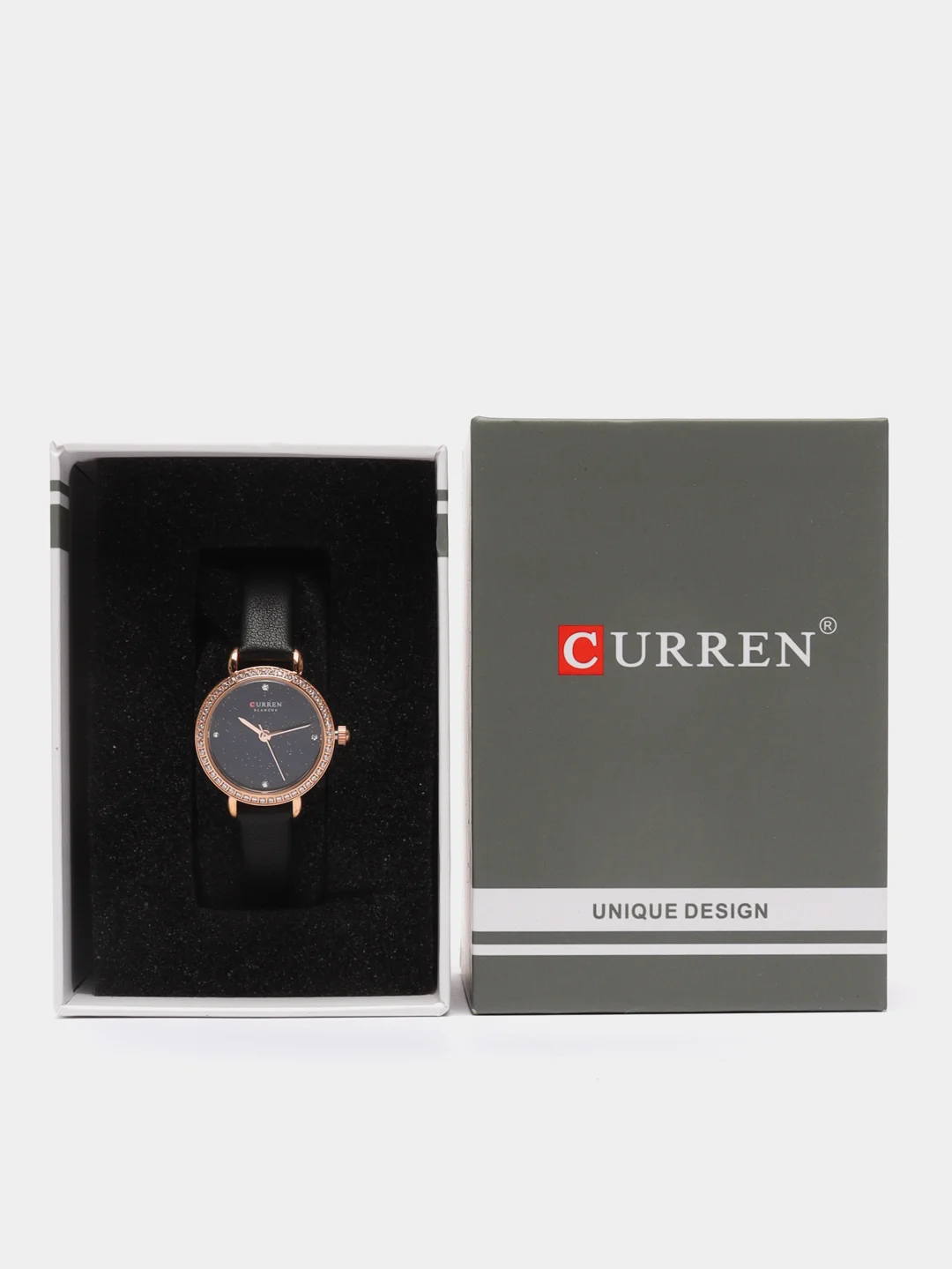 Черный женские наручные часы Curren 9083 в подарочной упаковке