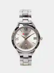 Серебряный женские наручные часы Curren 9007 с календарём в подарочной упаковке