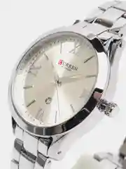 Серебряный женские наручные часы Curren 9007 с календарём в подарочной упаковке