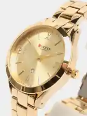 Желтый женские наручные часы Curren 9007 с календарём в подарочной упаковке