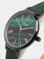 Зеленый женские наручные часы Curren 9076 в подарочной упаковке