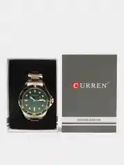 Тёмно-зелёный наручные часы Curren 8388, мужские, с календарем, в подарочной упаковке