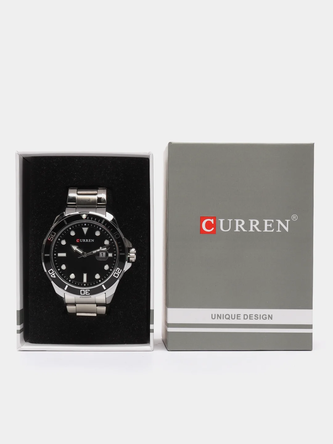 Черный наручные часы Curren 8388, мужские, с календарем, в подарочной упаковке
