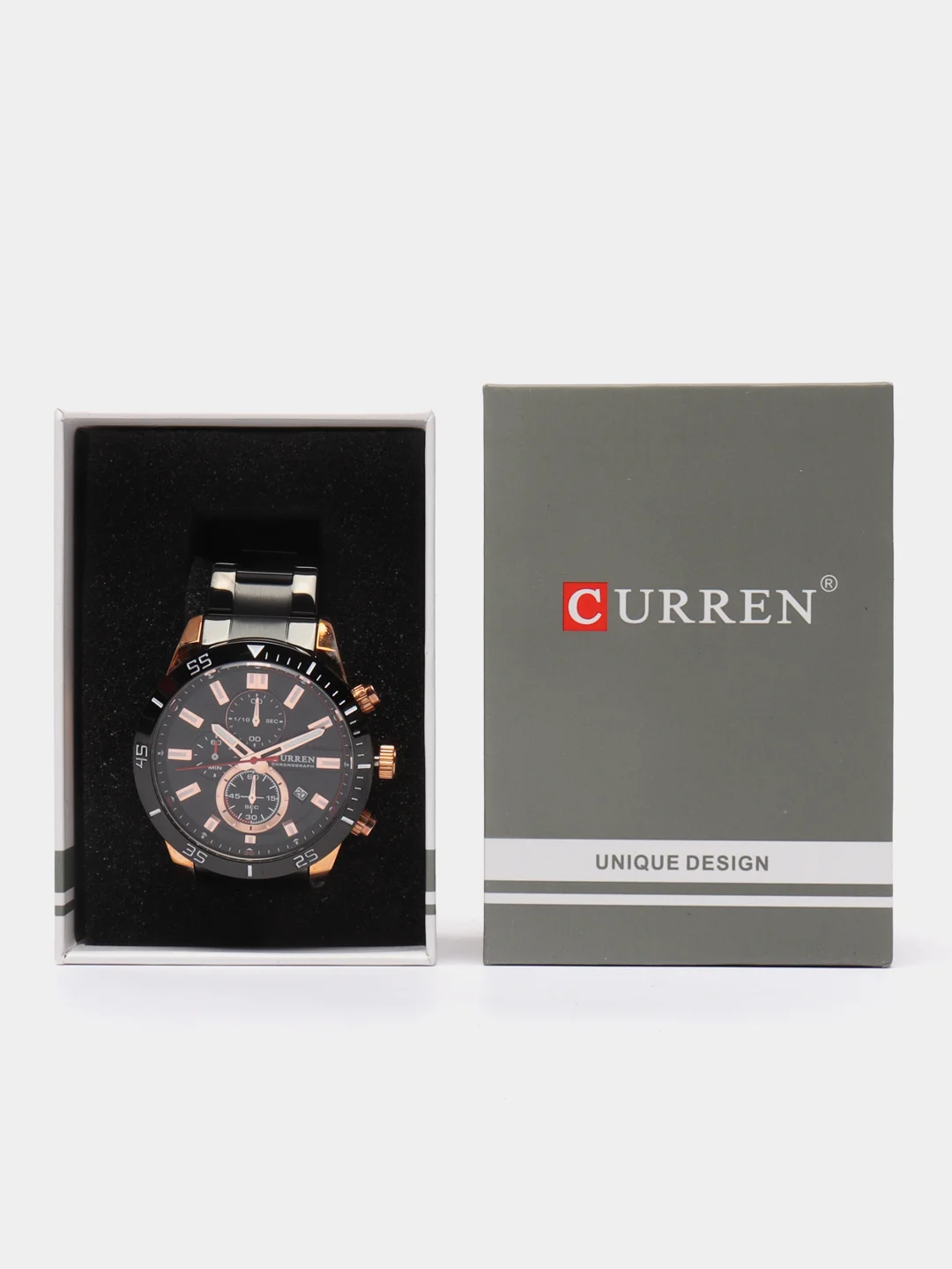 Черный мужские наручные часы Curren 8417 с хронографом в подарочной упаковке