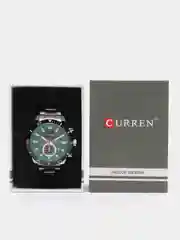 Зеленый мужские наручные часы Curren 8417 с хронографом в подарочной упаковке
