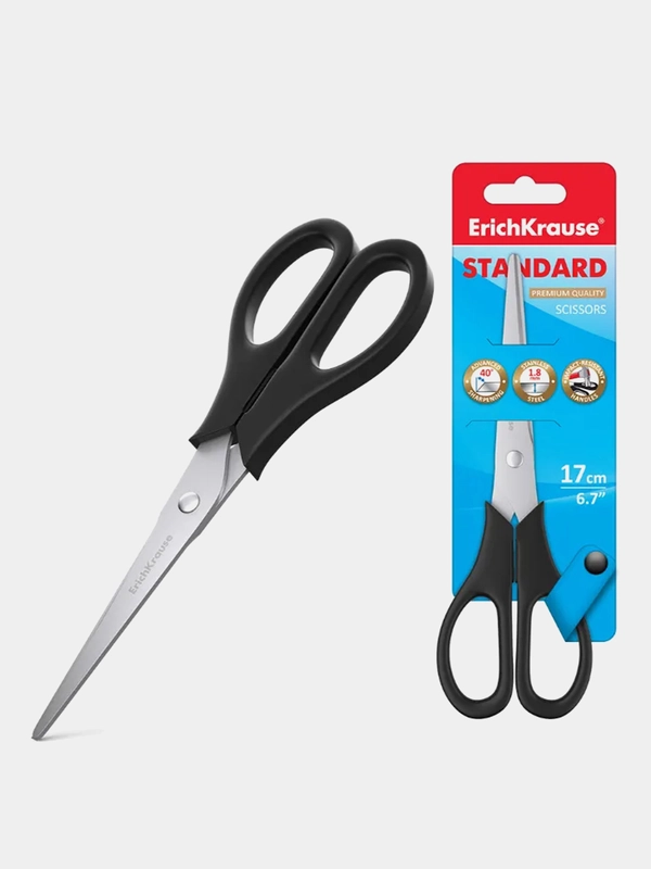 Ножницы ErichKrause® Standard, 17см (в блистере по 1 шт.)