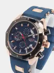 Синий мужские наручные часы Lige 8908 c хронографом, в подарочной упаковке