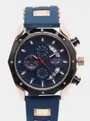Синий мужские наручные часы Lige 8908 c хронографом, в подарочной упаковке