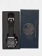 Черный мужские наручные часы Lige 8956 c хронографом, в подарочной упаковке