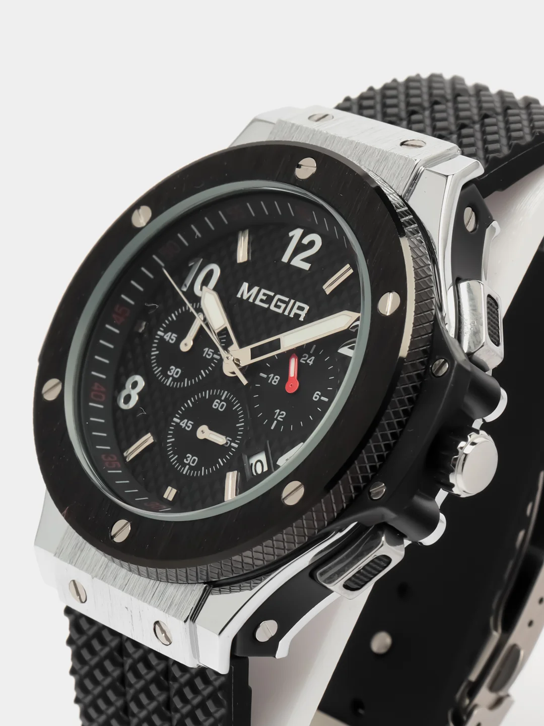 Хром мужские наручные часы Megir MN3002G, с хронографом, в подарочной упаковке