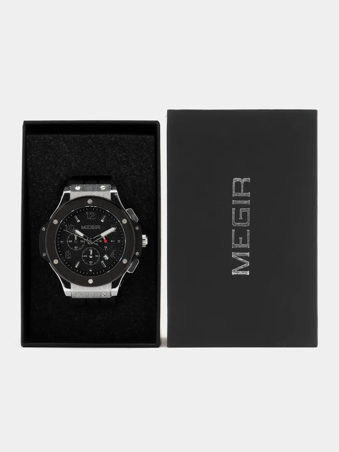 Хром мужские наручные часы Megir MN3002G, с хронографом, в подарочной упаковке