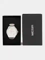 Серебряный мужские наручные часы Megir MS5006G, с хронографом, в подарочной упаковке